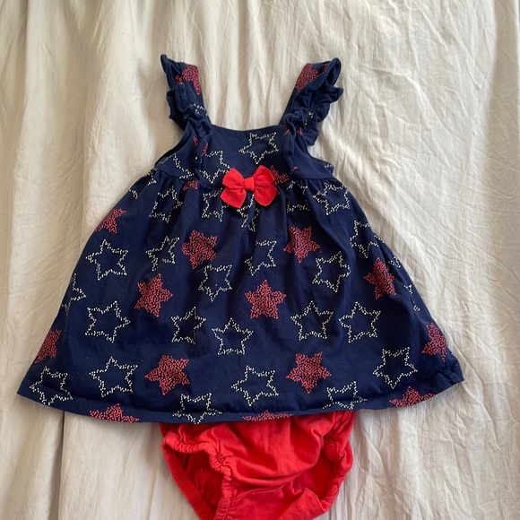 Child of mine by Carter’s red white and blue dress with bloomers, size 12M - Picture 1 of 4
